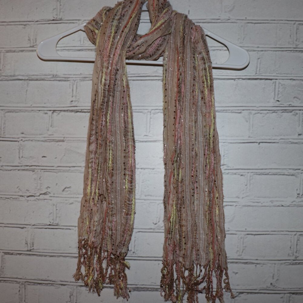 🌈 Multicolor Textured Fringe Scarf · 13" x 60" Soft & lightweight